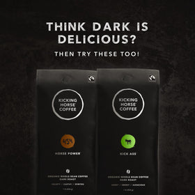 Kicking Horse Grizzly Claw brewing options include French press and drip.