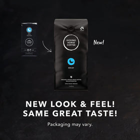 Kicking Horse coffee sourced from Central and South America with sustainable farming practices.