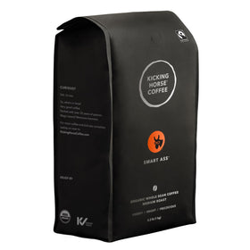 Kicking Horse Smart Ass coffee bag, 2.2 lb, ideal for home brewing.