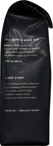 Kicking Horse Three Sisters coffee bag packshot highlighting organic, fair-trade flavor for busy mornings.