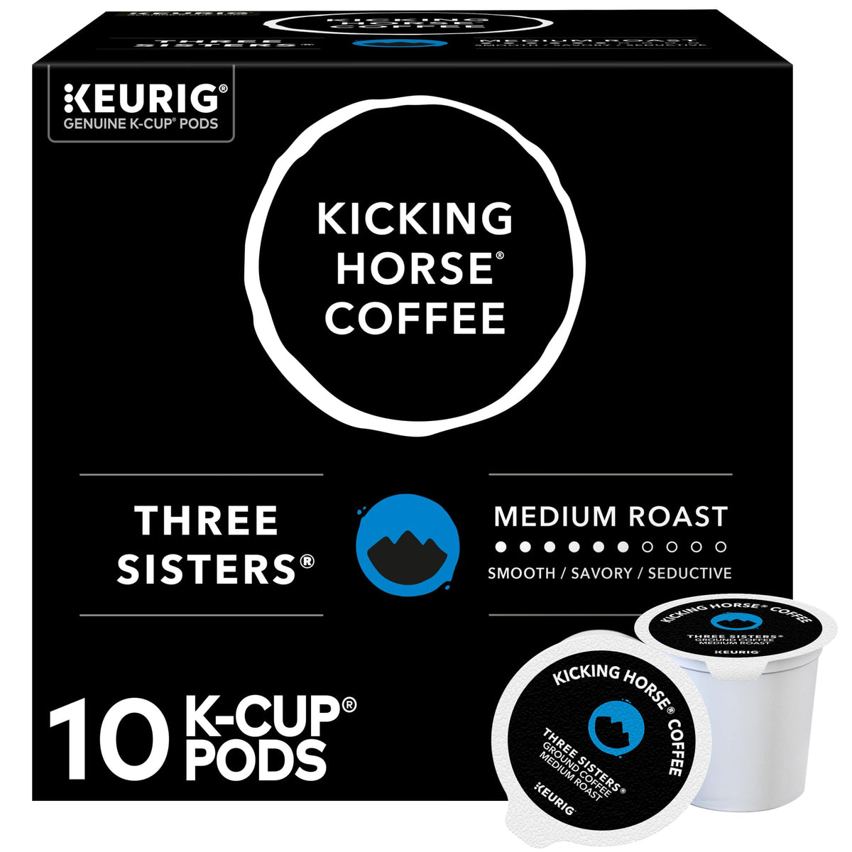 Kicking Horse Three Sisters pods front view for bold everyday use.