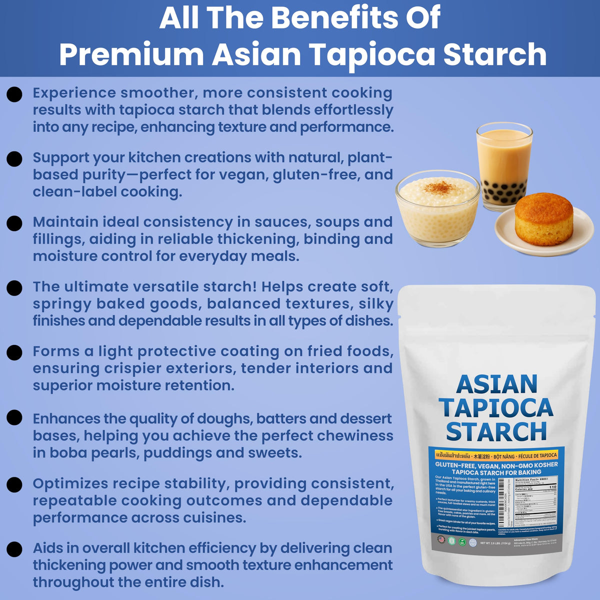 Kidney Restore tapioca flour powering plant-based baking.