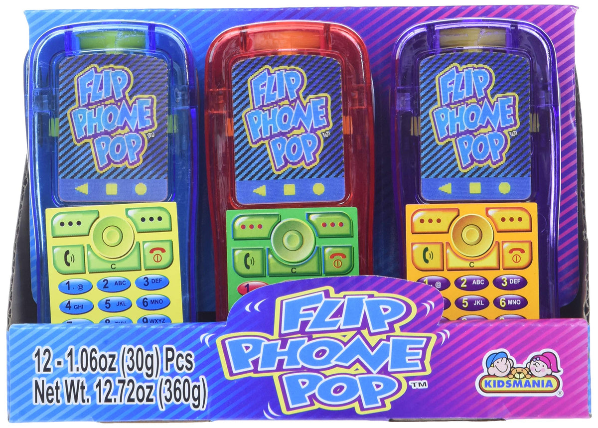 Kidsmania Flip Phone Pop grape flavor highlight bold fruit taste.