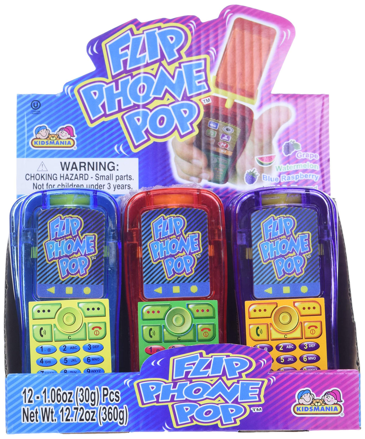 Kidsmania Flip Phone Pop on desk, ideal office snack.