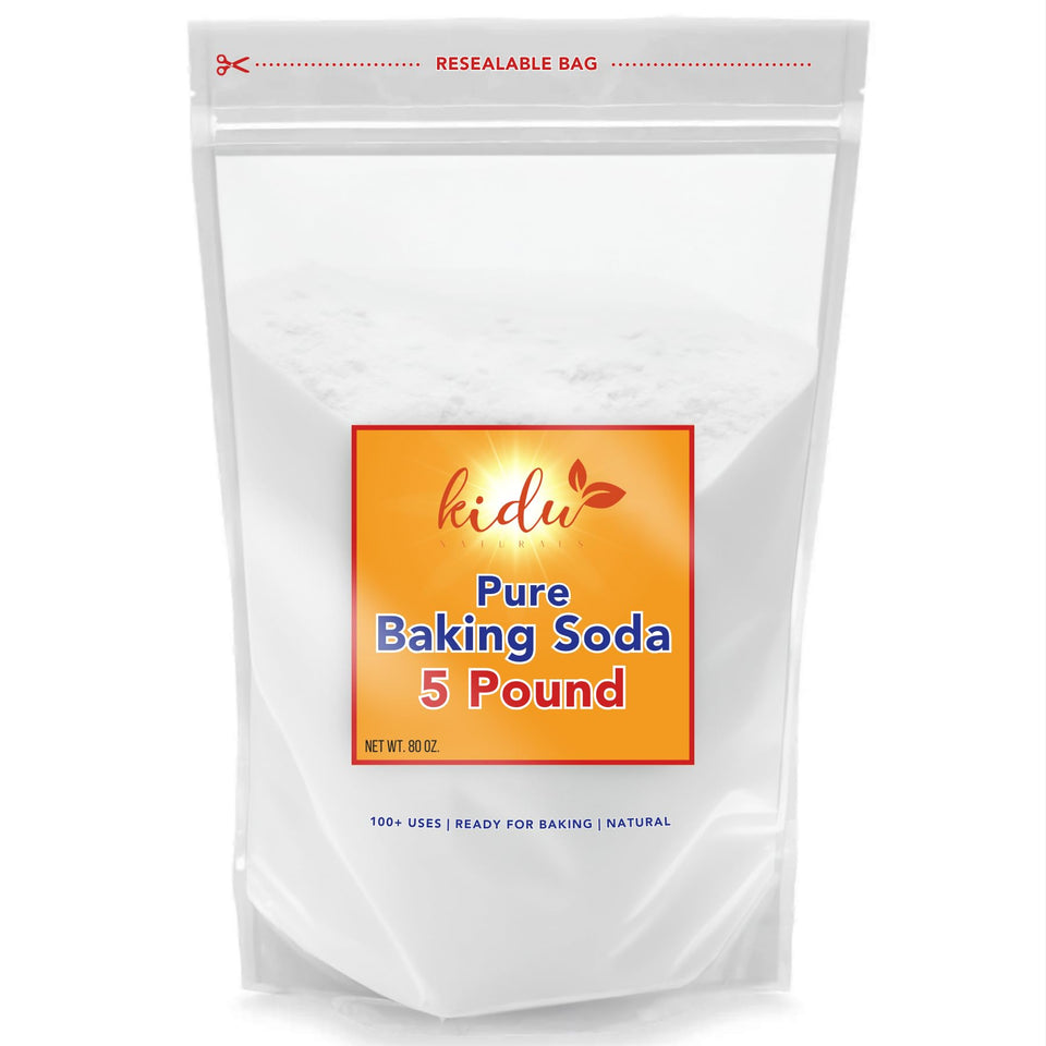 KIDU Baking Soda 5-Lb bulk bag for versatile cleaning and deodorizing tasks.