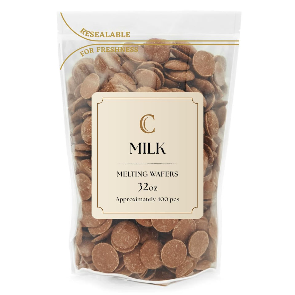 KIDU Merckens chocolate melting wafers bulk bag milk 2lb for easy, glossy coating.