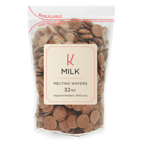 KIDU milk chocolate wafers bulk bag ready for dipping and coating.