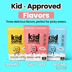 Kiid Coffee kids-serving cups showcasing a healthy snack ritual.