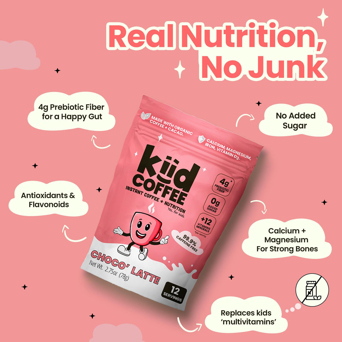 Kiid Coffee vanilla latte in a tumbler offers kid-friendly flavor without caffeine.