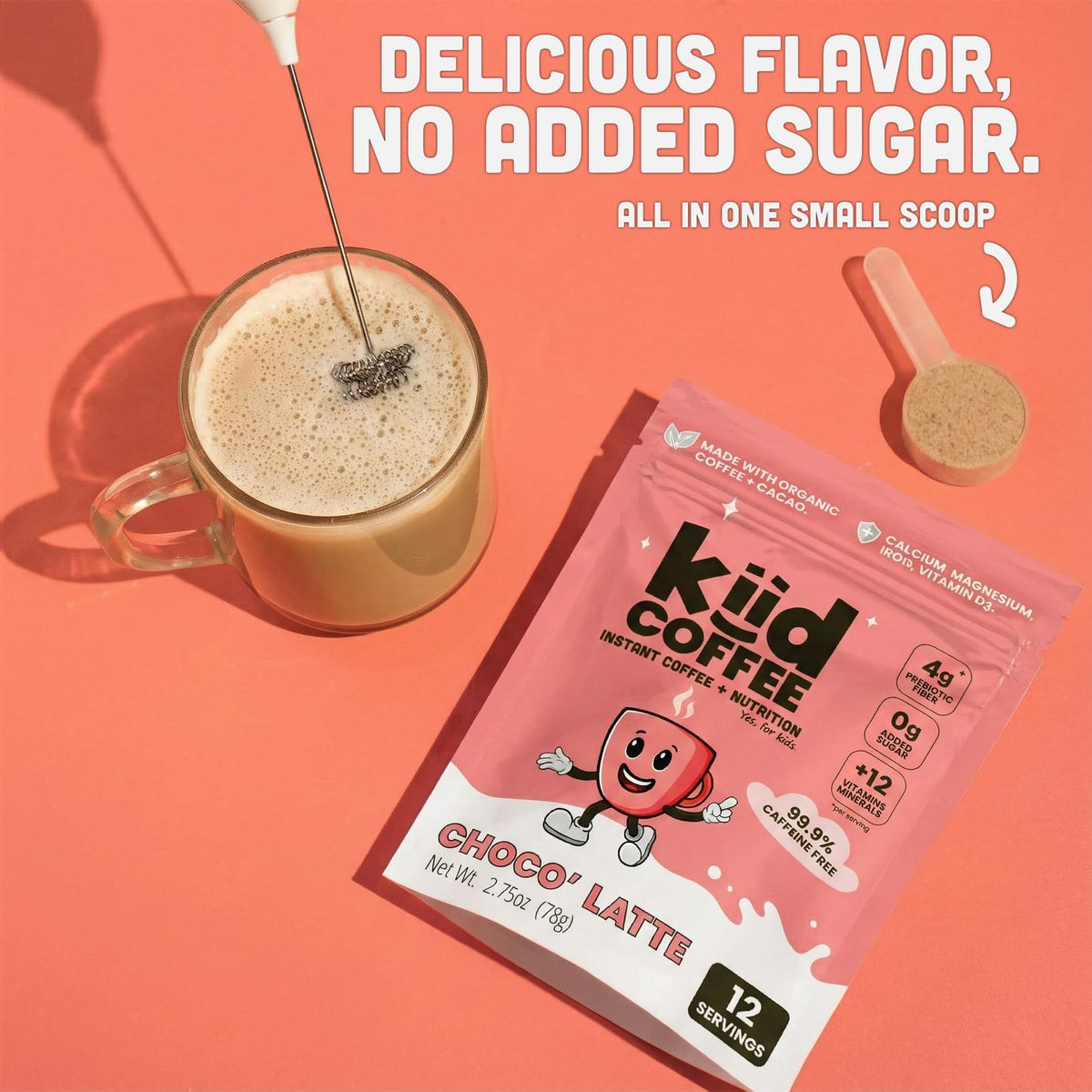 Kiid Coffee vitamins and minerals chart highlighting kid nutrition.