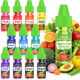 Kiigfood natural food coloring 12 colors in dropper bottles for precise application.