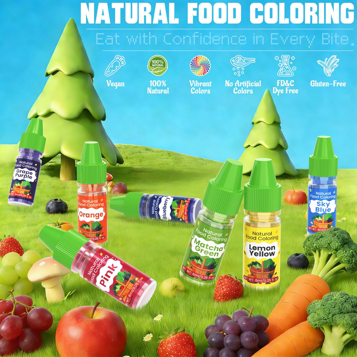 Kiigfood plant-based natural dye bottle suitable for vegan, gluten-free recipes.