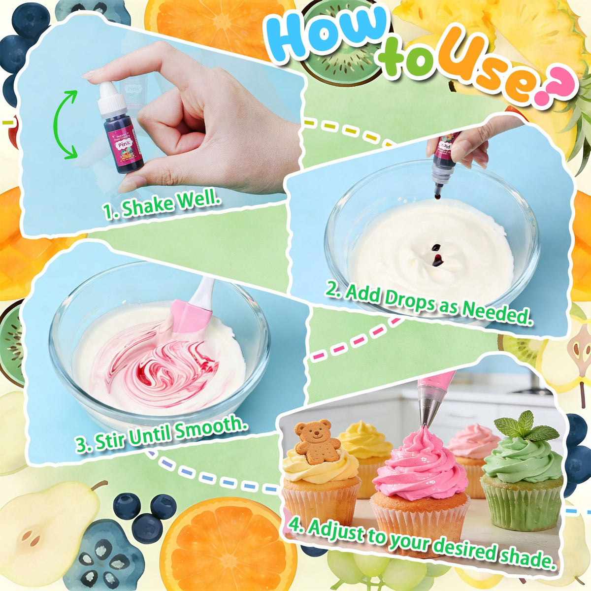 Kiigfood dropper bottle delivers precise color control for meals and crafts.