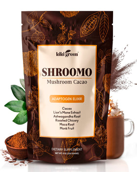KIKI Green Shroomo cacao hot chocolate cup with a comforting energy lift.