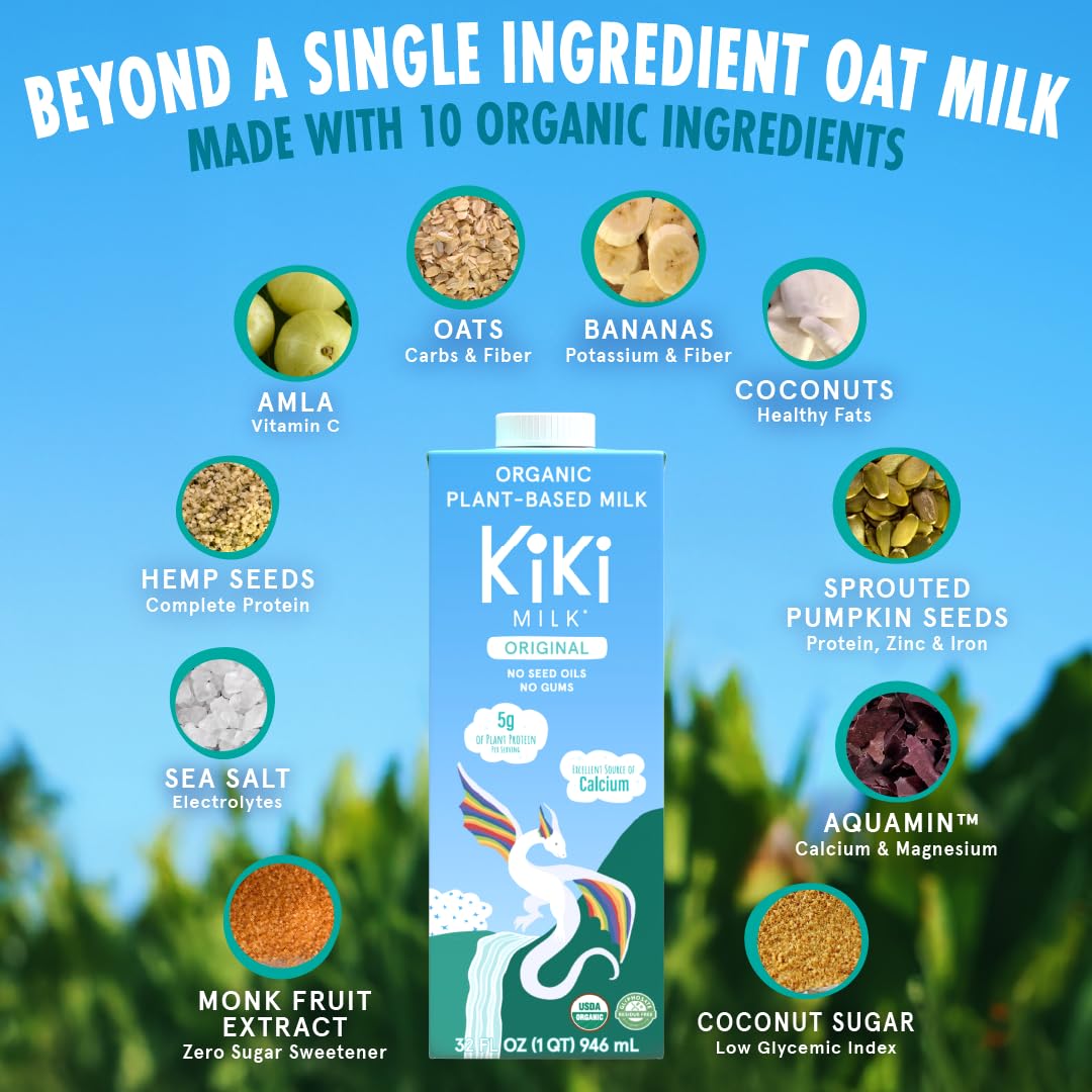 Kiki Milk calcium-magnesium nutrition label highlights minerals for daily intake.