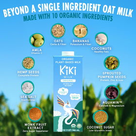 Kiki Milk calcium-magnesium nutrition label highlights minerals for daily intake.