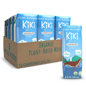 Kiki Milk Chocolate bottle pour shows creamy plant-based goodness.