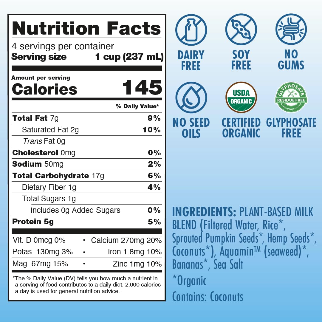 Kiki Milk clean-label closeup highlights zero gums and glyphosate-free ingredients.
