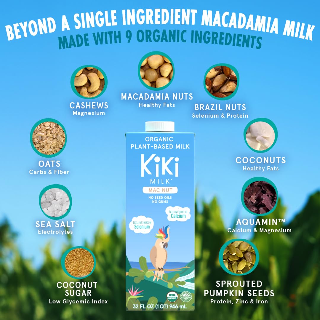 Kiki Milk organic certification label signals trusted, glyphosate-free ingredients.