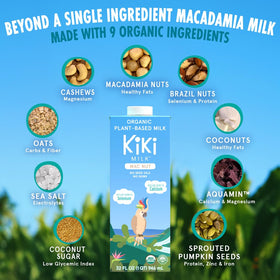 Kiki Milk organic certification label signals trusted, glyphosate-free ingredients.