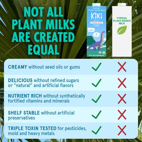 Kiki Milk organic certification seal reinforces trust in glyphosate-free farming.