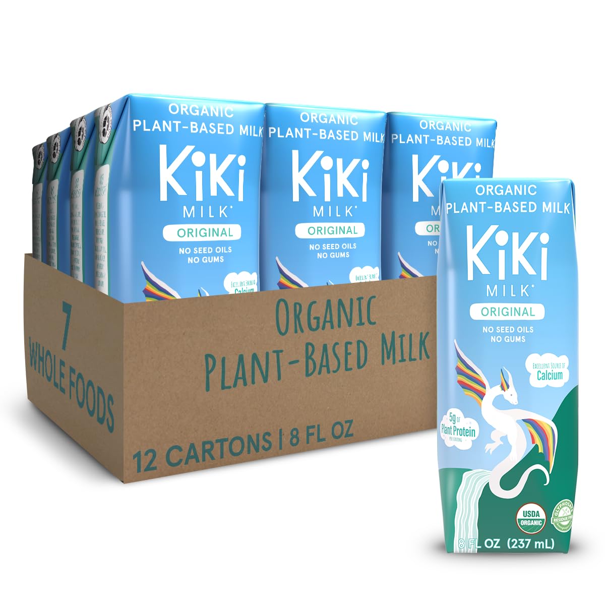 Kiki Milk Original bottle front view, creamy plant-based milk for daily use