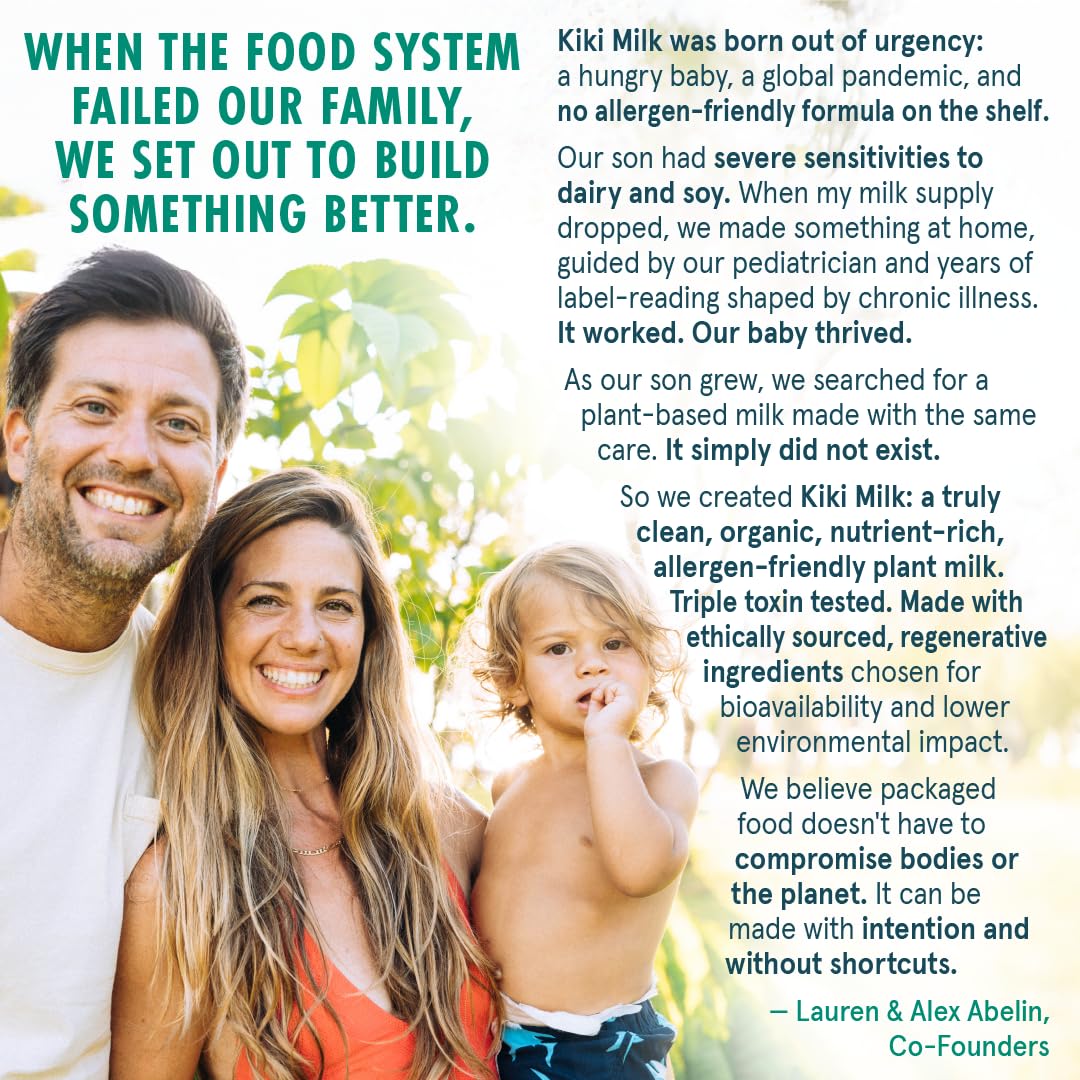 Kiki Milk plant-based ingredients showcase organic, non-GMO components.