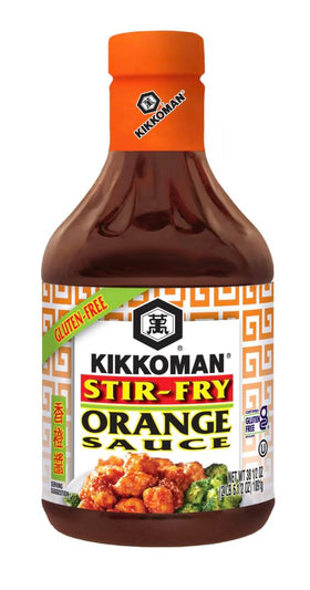 Kikkoman Gluten-Free Orange Sauce bottle delivering bold citrus aroma for quick meals