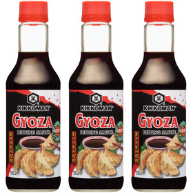 Kikkoman Gyoza Dipping Sauce bottle shows premium flavor for dumplings