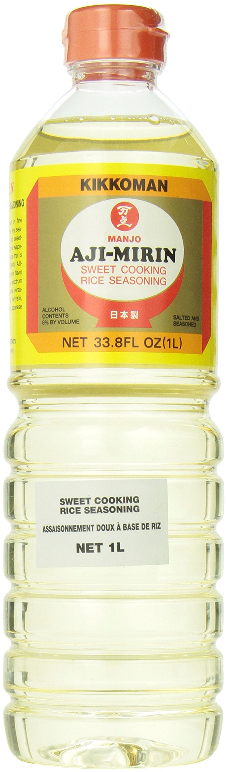 Kikkoman Manjo Aji Mirin bottle pour highlights glaze for sauces.