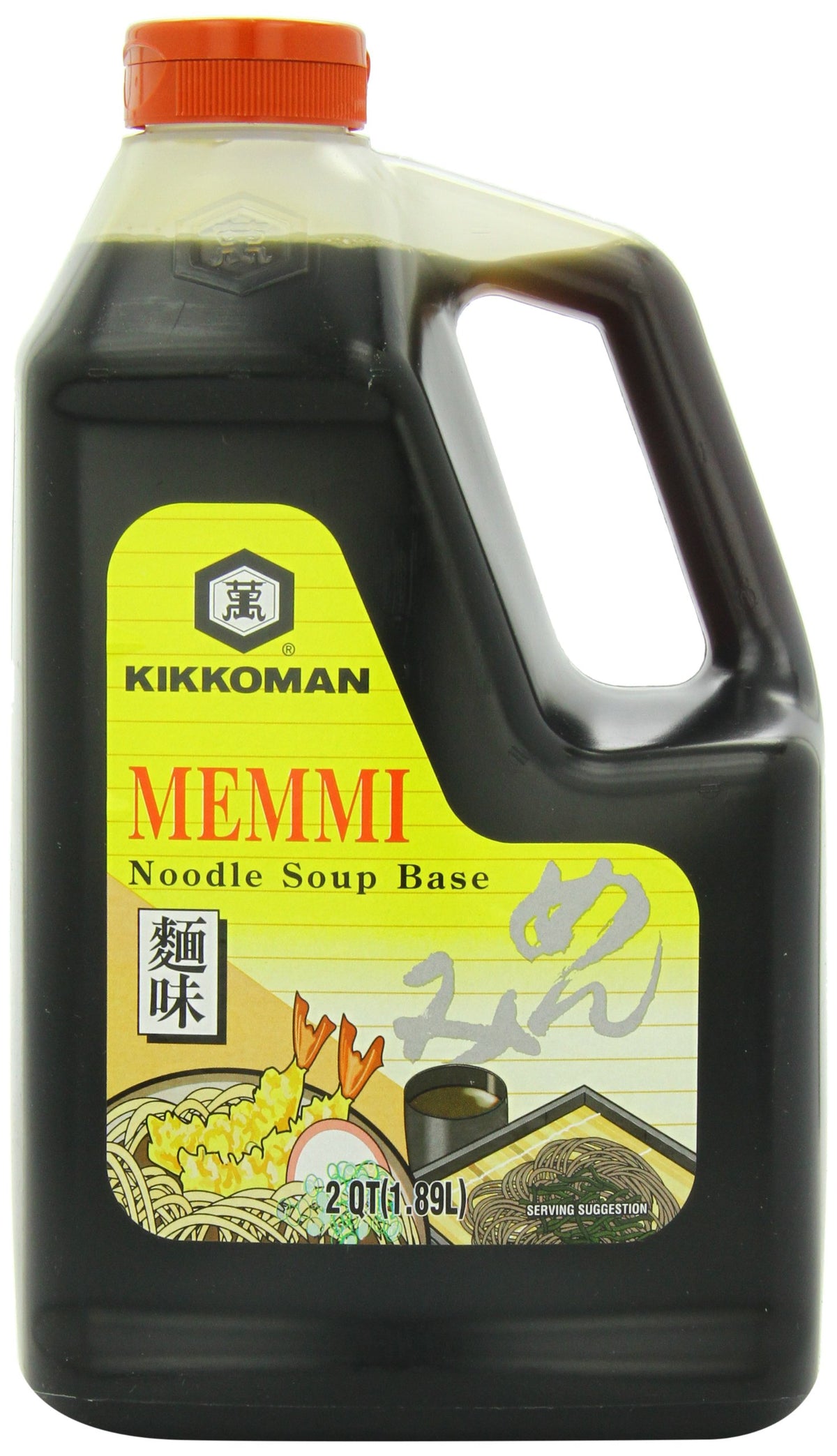 Kikkoman Memmi noodle soup base 64oz jar boosts umami for quick ramen at home.