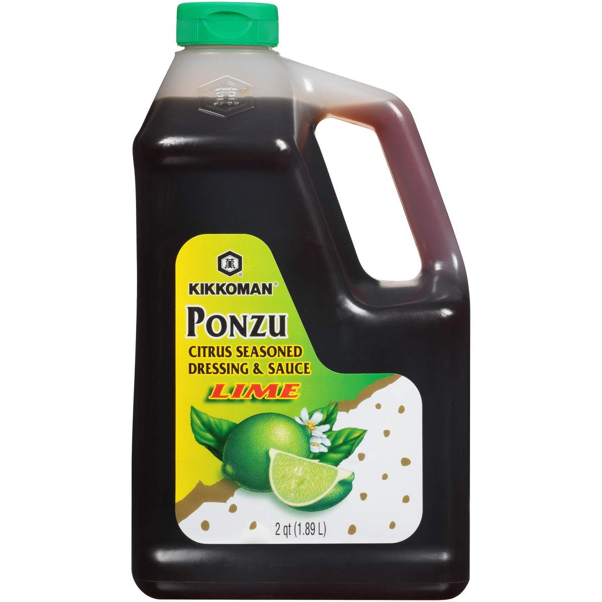 Kikkoman Ponzu Lime bottle pour shows citrus-soy balance ideal for sashimi dipping.