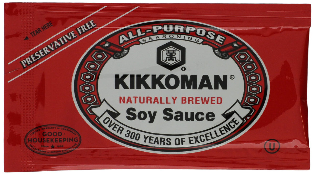 Kikkoman Soy Sauce Packets 200-count packaging offers convenient, ready-to-use flavor for meals