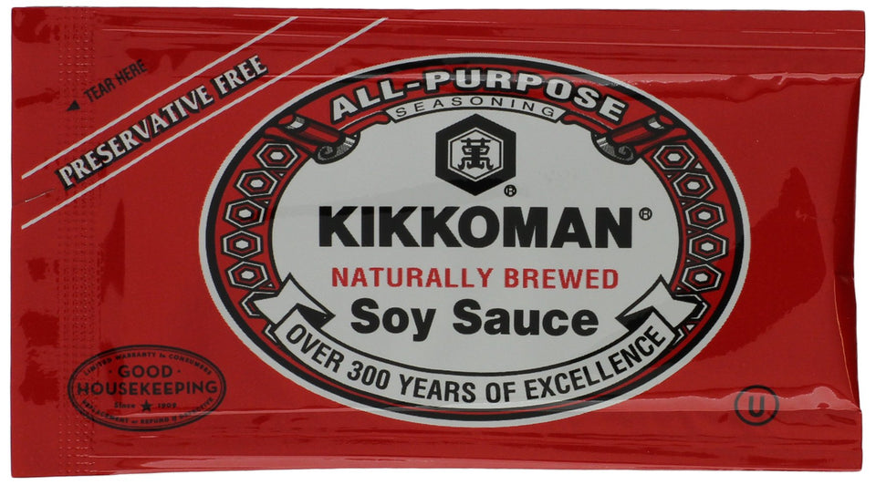 Kikkoman Soy Sauce Packets 200-count packaging offers convenient, ready-to-use flavor for meals