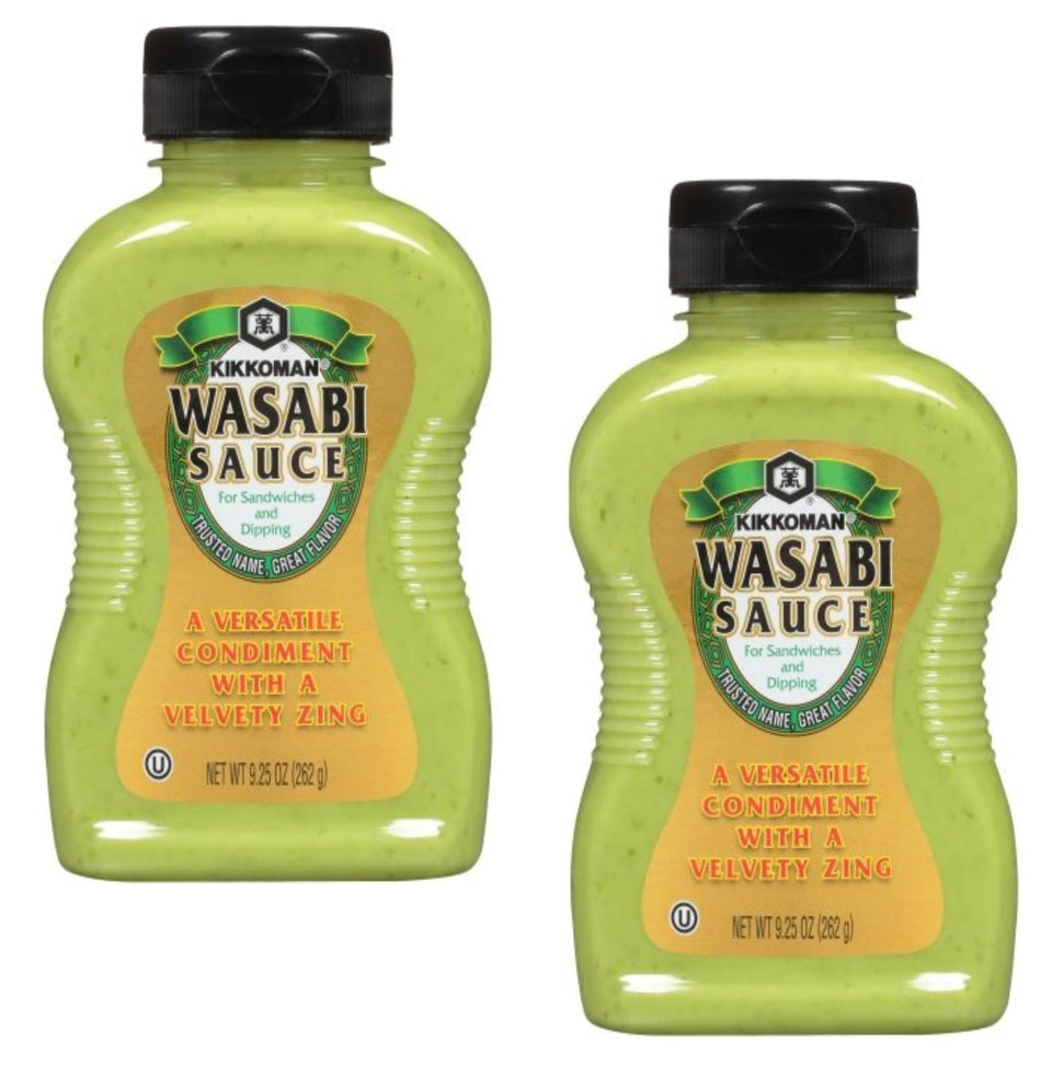 Kikoman Wasabi Sauce two-pack bottles on the shelf, perfect pantry staple for sandwiches.