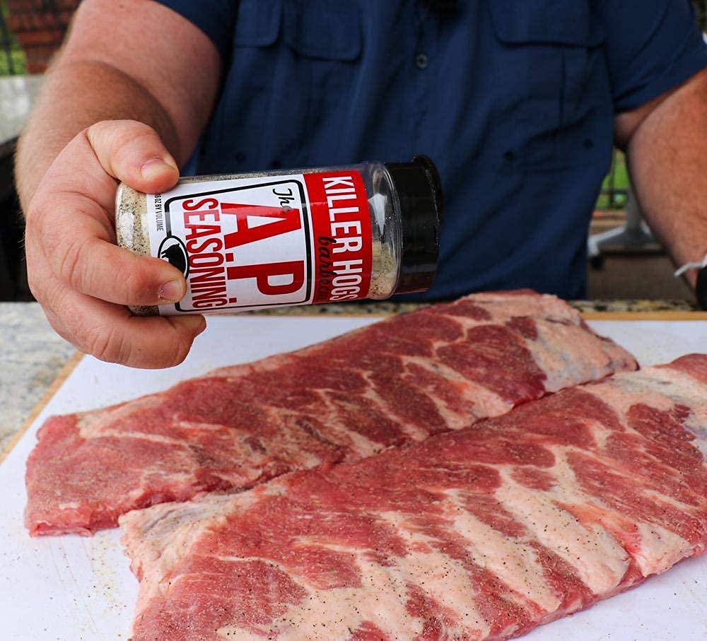 Killer Hogs AP Seasoning dry rub on beef creates a savory crust.