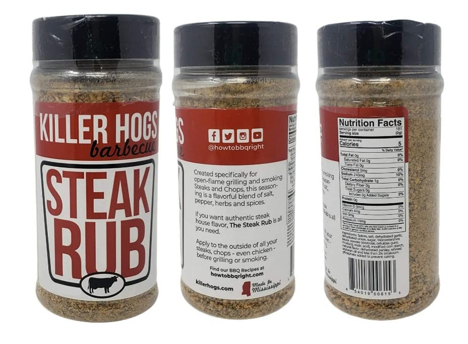 Boxed Killer Hogs rubs ready for backyard barbecue at home
