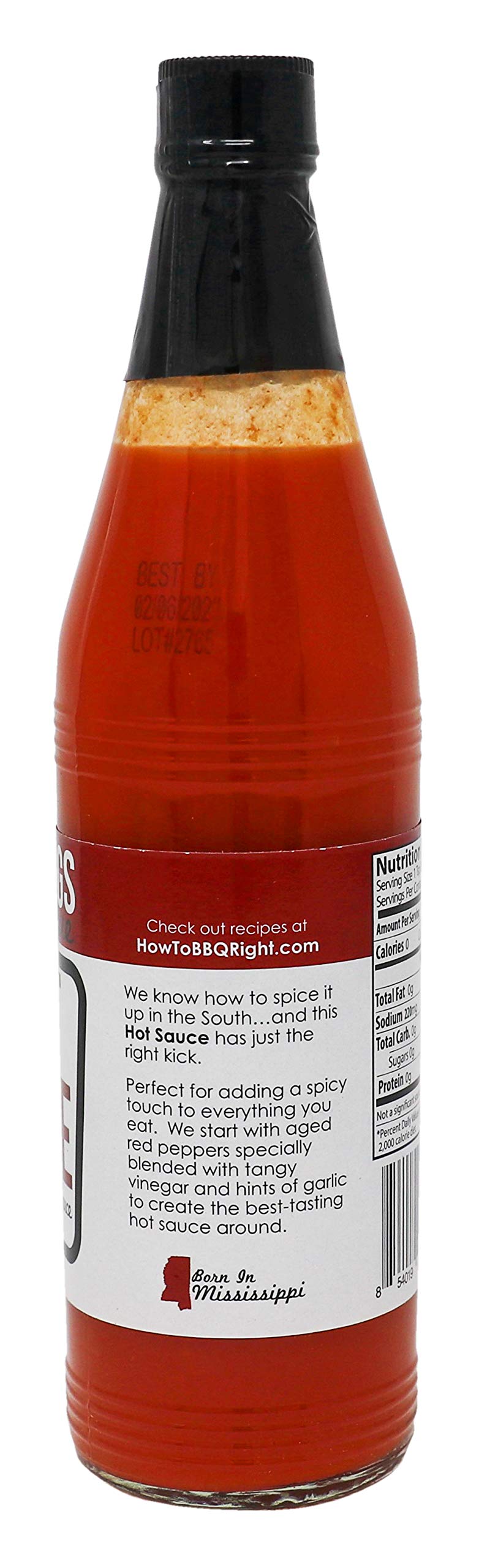 Killer Hogs hot sauce bottle back label showing ingredients and heat level