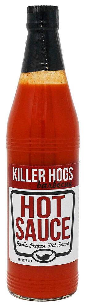 Killer Hogs hot sauce bottle front view highlighting bold pepper flavor for meals