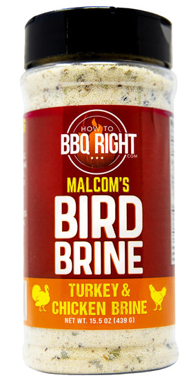 Killer Hogs Malcom’s Bird Brine label front, signaling championship quality for poultry.