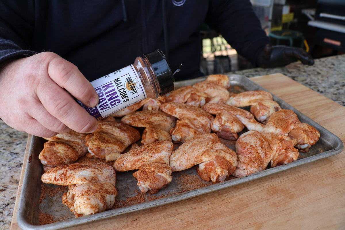 Killer Hogs Malcom's King Craw seafood-dish ready seasoning adds flavor to seafood dishes.