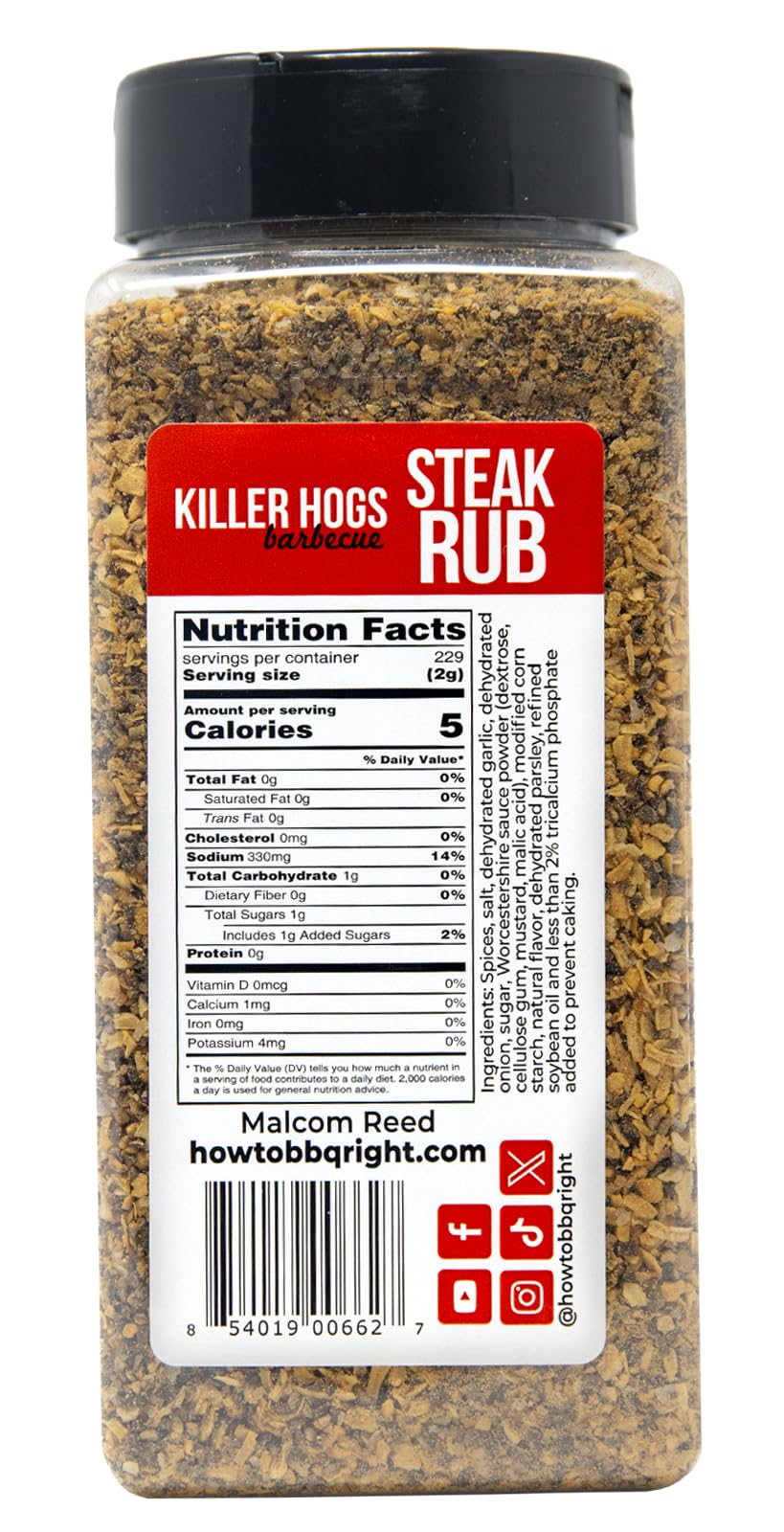 Killer Hogs Steak Rub shaker cap for easy, consistent flavor.