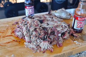 Beef and steak prepared with Killer Hogs vinegar glaze