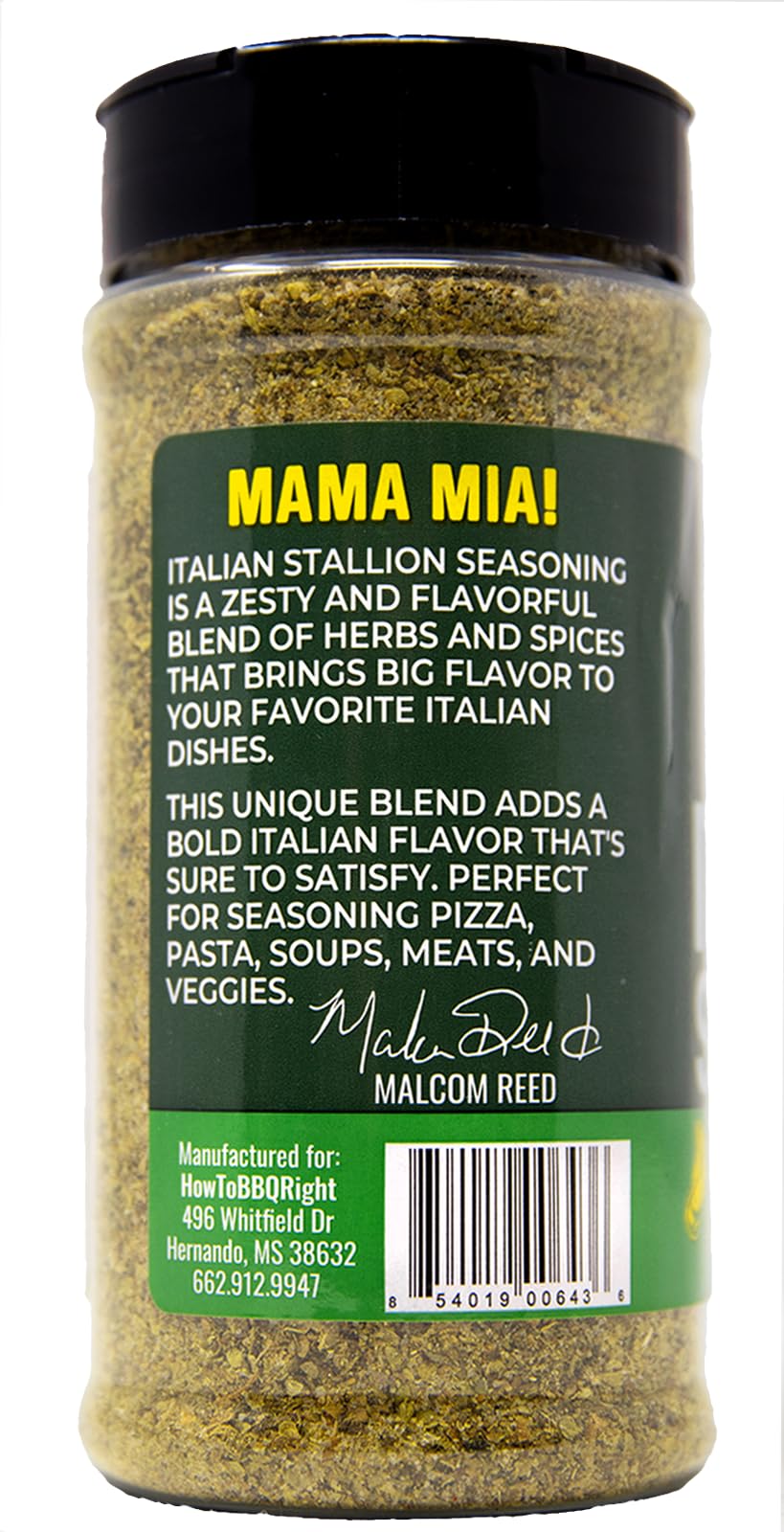 Killer Hogs Italian Stallion on counter ready to sprinkle over sauces and vegetables