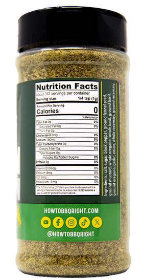 Killer Hogs Italian Stallion shaker top close-up shows versatile herb blend for pasta