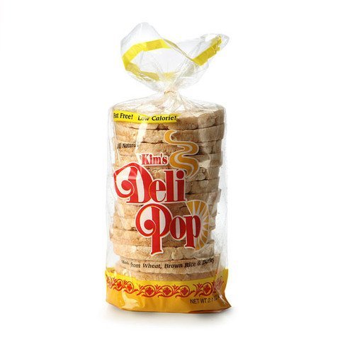 Kim's Deli Pop Original 3-pack packaging highlights a light, air-popped crisp snack.