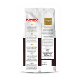 Kimbo Aroma Gold Arabica beans close up for rich, smooth coffee.