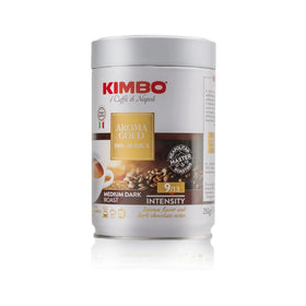 Kimbo Aroma Gold espresso shot with crema, highlighting bold, chocolatey notes.