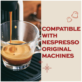 Kimbo Nespresso OriginalLine compatible capsules brew a bold, consistent espresso.