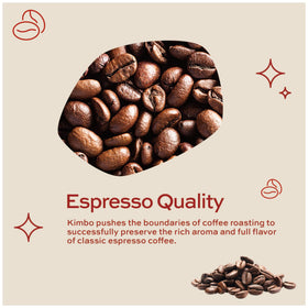 Kimbo decaf ground coffee pouring into cup illustrates ease of use.